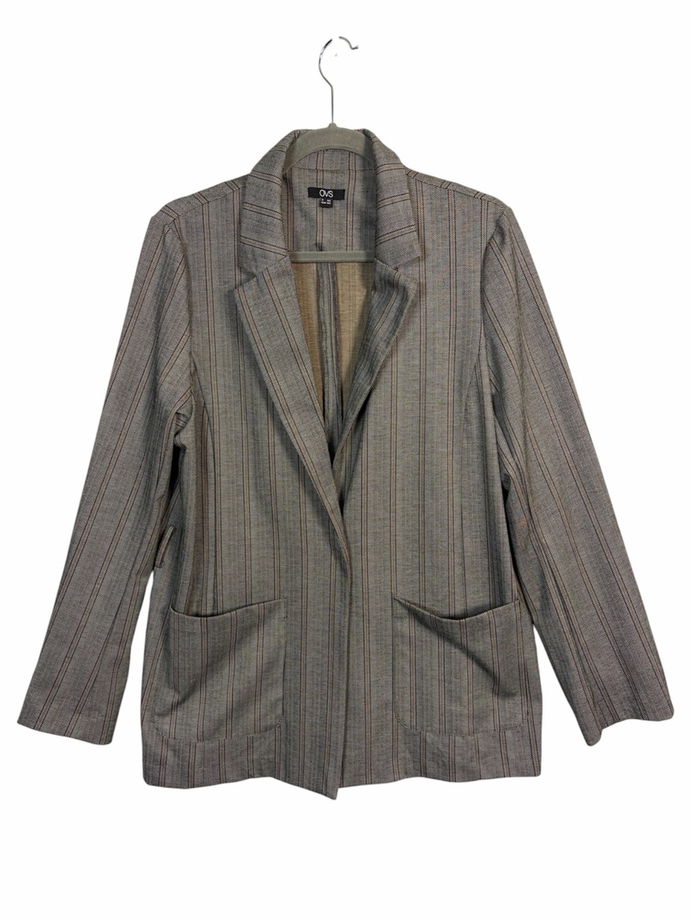 OVS Herringbone Striped Blazer Jacket IT/EU XXL Brown Gray